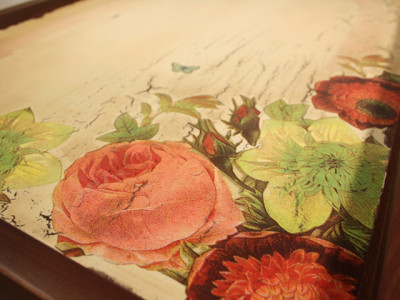 Столик для завтрака  Винтажные розы, темное дерево, 52x36x25 см, ИНКО, Цветочная коллекция