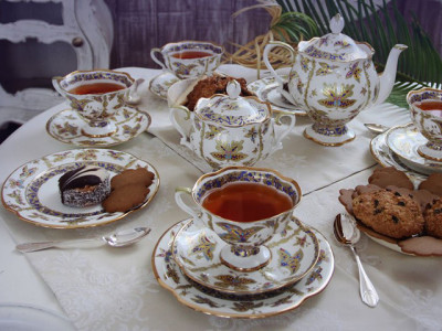 Чайный сервиз на 6 персон Наташа, 24 пр, Императорский фарфоровый завод, Фантастические бабочки