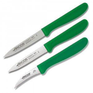 Набор ножей для чистки и нарезки овощей, 3 пр, зеленый, Arcos, Genova