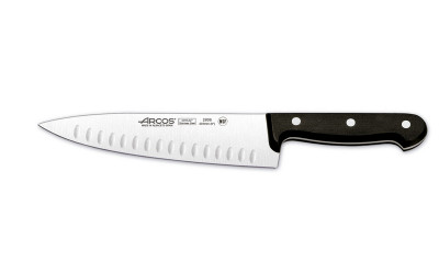 Кухонный нож Шеф с углублениями на лезвии, черный, 200 мм, Arcos, Universal