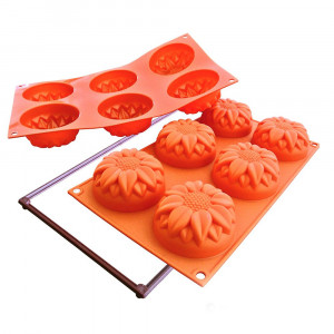 Силиконовая форма для выпечки кексов Подсолнухи, 40 мм, оранжевый, Silikomart, Fancy&Function