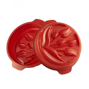 Силиконовая форма для выпечки круглая Тюльпаны, красный, Silikomart, Fancy&Function