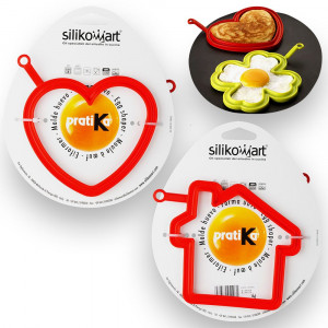 Набор силиконовых форм для яичницы, 2 пр, красный, Silikomart, Pratika