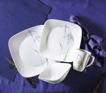 Небьющаяся обеденная тарелка, 260х260 мм, белый, рисунок, CORELLE, Shadow Iris