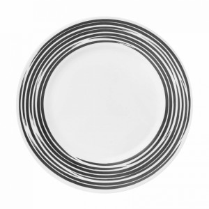 Небьющаяся обеденная тарелка, 270 мм, белый, черный, CORELLE, Brushed Black