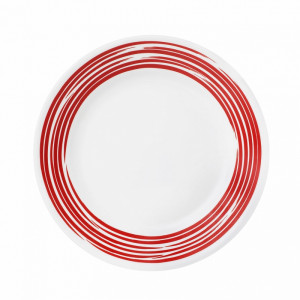 Небьющаяся закусочная тарелка, 220 мм, белый, красный, CORELLE, Brushed Red