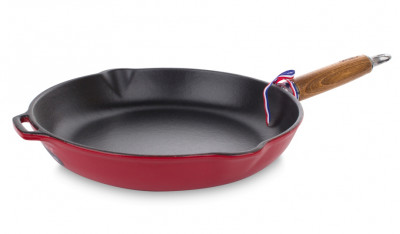 Сковорода чугунная с деревянной ручкой, 1.5 л, 260 мм, красный, Chasseur, Red