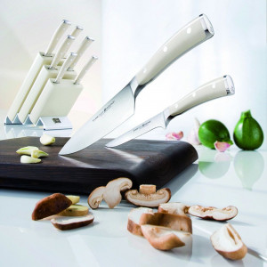 Набор кухонных ножей на подставке, 10 пр, белый, WUESTHOF, Ikon Cream White