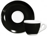 Кофейная пара для эспрессо, 0.075 л, 64 мм, черный, деколь чашка, ручка, блюдце, Ancap, Verona Millecolori