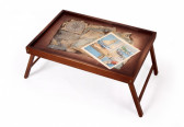 Столик для завтрака Путешествие, темное дерево, 52x36x25 см, ИНКО, Коллекция «Мужские рисунки»