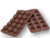 Силиконовая форма для льда и шоколада Сердечки, шоколадный, 250х175х20 мм, Silikomart, EasyChoc