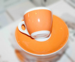 Кофейная пара для эспрессо, 0.075 л, 63 мм, оранжевый, деколь чашка, ручка, блюдце, Ancap, Verona Millecolori