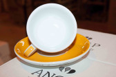 Кофейная пара для эспрессо, 0.075 л, 64 мм, желтый, деколь чашка, ручка, блюдце, Ancap, Verona Millecolori