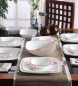 Набор небьющейся посуды, 16 пр, белый, рисунок, CORELLE, Hanami Garden