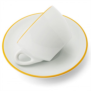 Кофейная пара для капучино, 0.18 л, 87 мм, желтый, ободок на чашке/блюдце, Ancap, Verona Millecolori Rims
