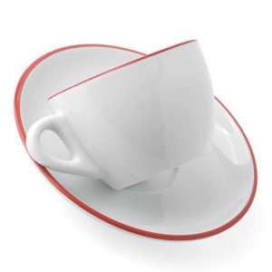 Кофейная пара для капучино, 0.18 л, 87 мм, красный, ободок на чашке/блюдце, Ancap, Verona Millecolori Rims
