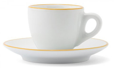 Кофейная пара для эспрессо, 0.075 л, желтый, ободок на чашке/блюдце, Ancap, Verona Millecolori Rims