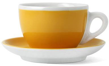 Кофейная пара для латте, 0.35 л, желтый, деколь чашка, ручка, блюдце, Ancap, Verona Millecolori