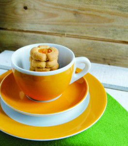 Кофейная пара для двойного капучино, 0.26 л, желтый, деколь чашка, ручка, блюдце, Ancap, Verona Millecolori