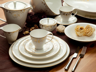 Столовый сервиз, 39 пр, белый, Royal Bone China, Golden Holy