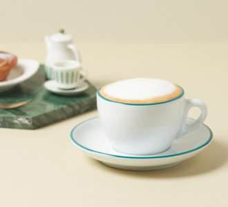 Кофейная пара для капучино, 0.18 л, 87 мм, морская волна, ободок на чашке/блюдце, Ancap, Verona Millecolori Rims