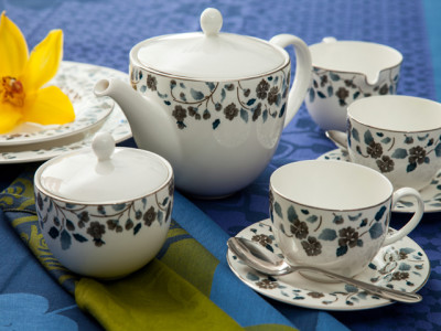 Чайный сервиз, белый, Royal Bone China, Blue spring