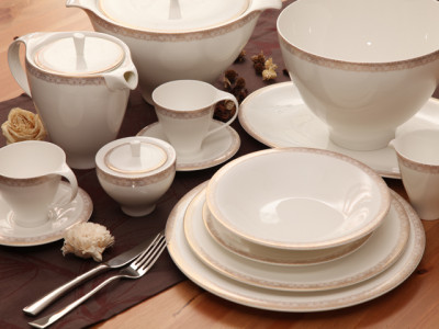 Столовый сервиз, 40 пр, белый, Royal Bone China, Galaxy gold