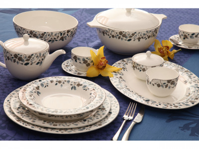 Столовый сервиз, 40 пр, белый, Royal Bone China, Blue spring