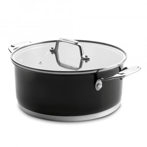 Кастрюля стальная с крышкой, 1.6 л, черный, 160х160х80 мм, LACOR, Cookware Black