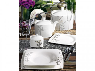Столовый сервиз, 40 пр, белый, Royal Fine China, Time square silver nature
