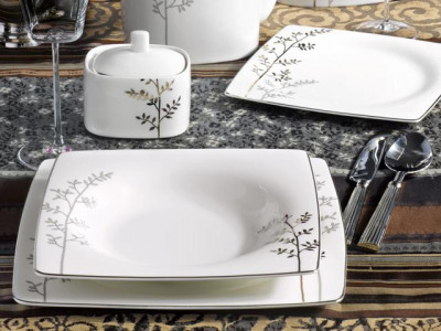 Столовый сервиз, 40 пр, белый, Royal Fine China, Time square silver nature