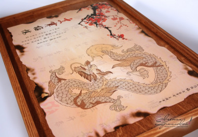 Столик для завтрака Китайский дракон, темное дерево, 520x360x240 мм, ИНКО, Коллекция