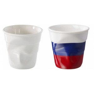 Набор мятых стаканов для эспрессо в подарочной упаковке, 0.08 л, 65 мм, 4 пр, белый, флаг России, Revol, Froisses