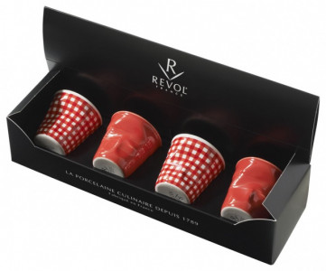 Набор мятых стаканов для эспрессо в подарочной упаковке, 0.08 л, 65 мм, 4 пр, красный, Revol, Froisses