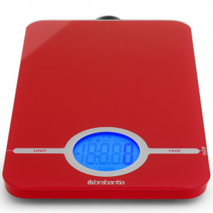 Цифровые кухонные весы, красный, 152x265x20 мм, Brabantia, Кухонные принадлежности