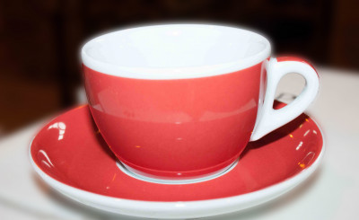 Кофейная пара для эспрессо, 0.075 л, 64 мм, красный, деколь чашка, ручка, блюдце, Ancap, Verona Millecolori