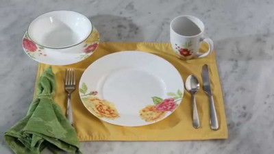 Небьющаяся обеденная тарелка, 270 мм, белый, рисунок, CORELLE, Emma Jane