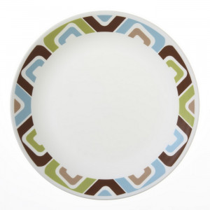 Небьющаяся обеденная тарелка, 260 мм, белый, рисунок, CORELLE, Squared