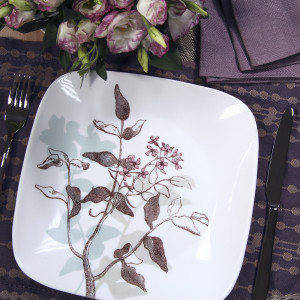 Небьющаяся закусочная тарелка, 220х220 мм, белый, рисунок, CORELLE, Twilight Grove