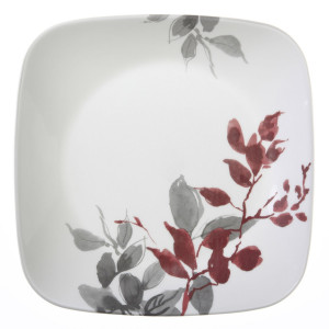 Небьющаяся закусочная тарелка, 220х220 мм, белый, рисунок, CORELLE, Kyoto Leaves