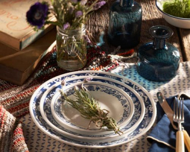 Небьющаяся обеденная тарелка, 260 мм, белый, рисунок, CORELLE, True Blue