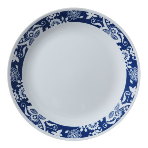 Небьющаяся обеденная тарелка, 260 мм, белый, рисунок, CORELLE, True Blue