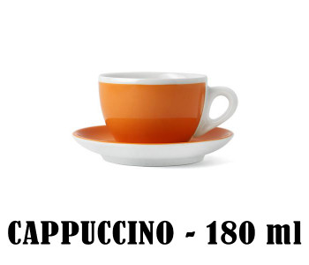 Кофейная пара для капучино, 0.18 л, 85 мм, оранжевый, деколь чашка, ручка, блюдце, Ancap, Verona Millecolori