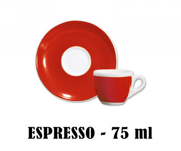 Кофейная пара для эспрессо, 0.075 л, 64 мм, красный, деколь чашка, ручка, блюдце, Ancap, Verona Millecolori