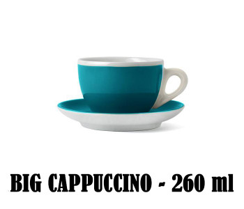 Кофейная пара для двойного капучино, 0.26 л, морская волна, деколь чашка, ручка, блюдце, Ancap, Verona Millecolori