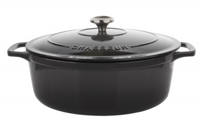 Кастрюля чугунная с крышкой, 4.5 л, 290 мм, серебристо-черный, Chasseur, Caviar