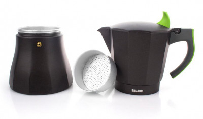 Гейзерная кофеварка на 6 чашек, черный, зеленый, IBILI, L' Aroma