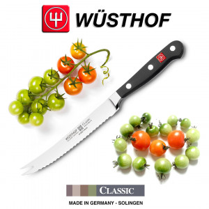 Кухонный нож для томатов, черный, 140 мм, WUESTHOF, Classic