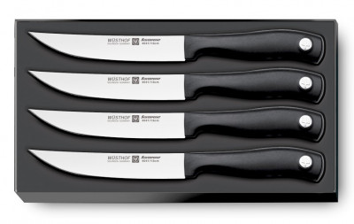 Набор ножей для стейка, 4 пр, черный, 130 мм, WUESTHOF, Silverpoint