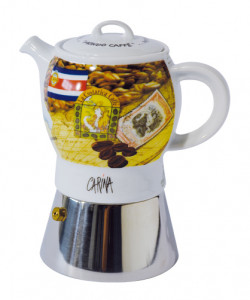 Кофеварка гейзерная, Espressina a-Porter, 0.24 л, деколь Mondo Caffe, Ancap, Carina